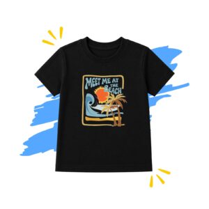 Black Beach Print T-Shirt for Kids