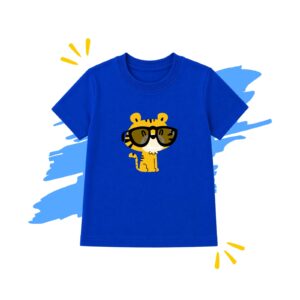 Blue kids summer t-shirt with tiger design