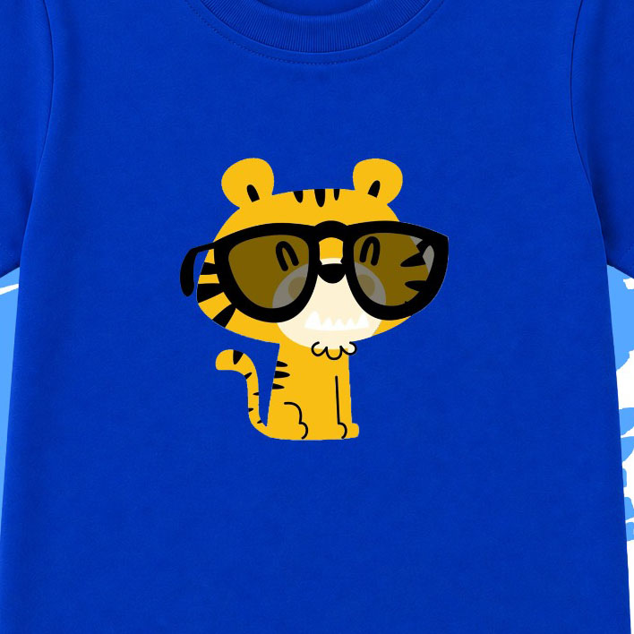 Blue kids summer t-shirt with tiger design