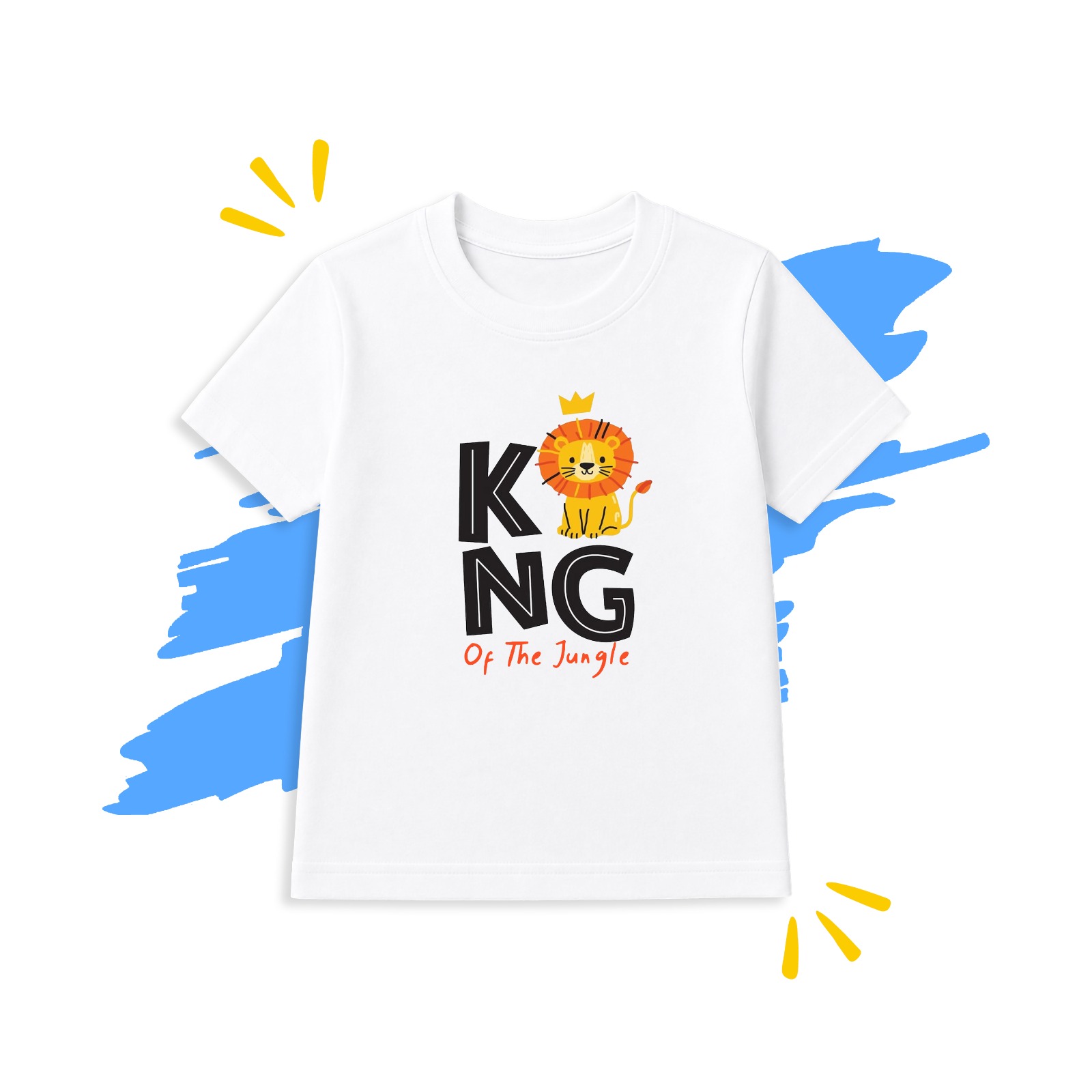 White kids summer t-shirt with lion design