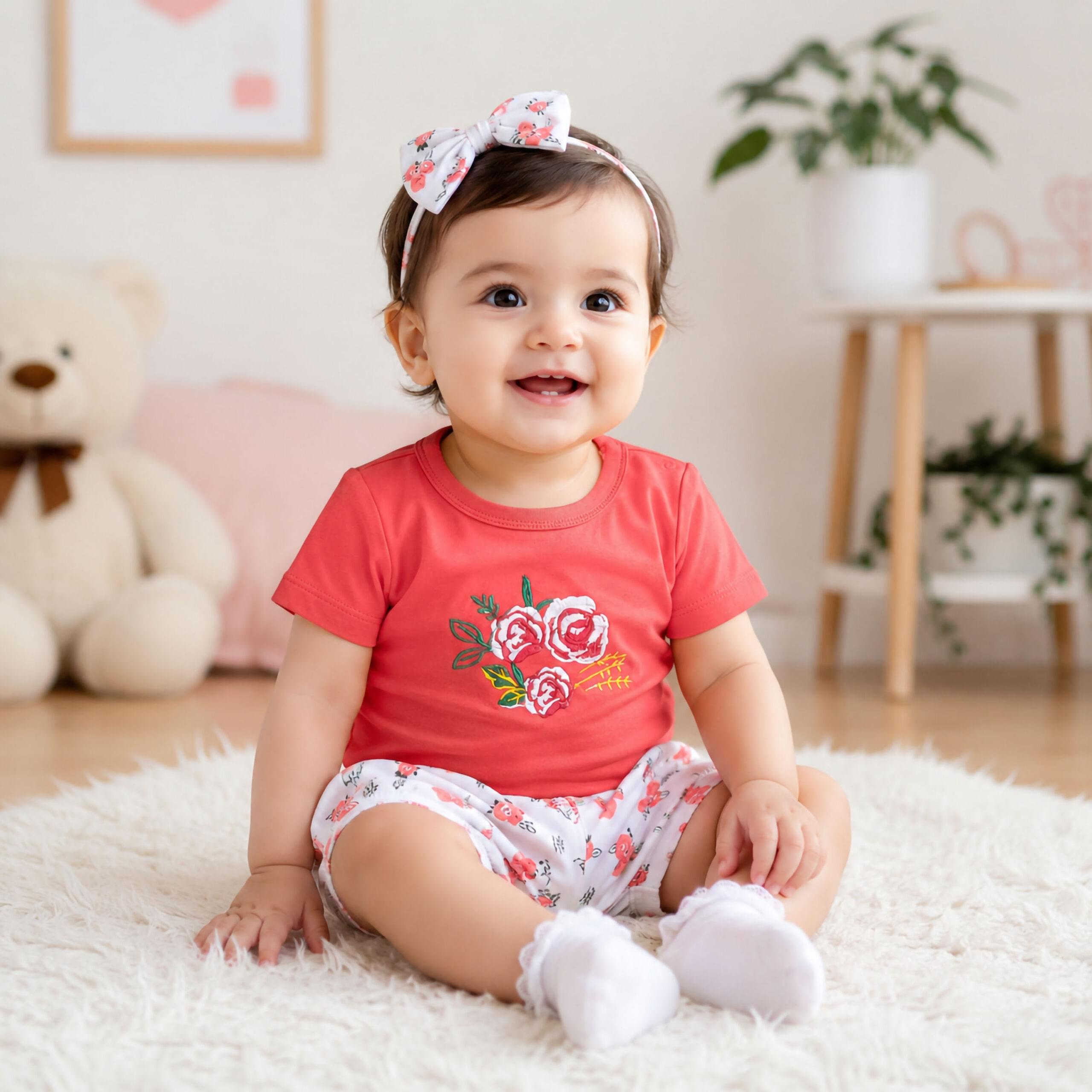 Baby Girl Flower Summer 2 Piece Outfit Set - Image 2