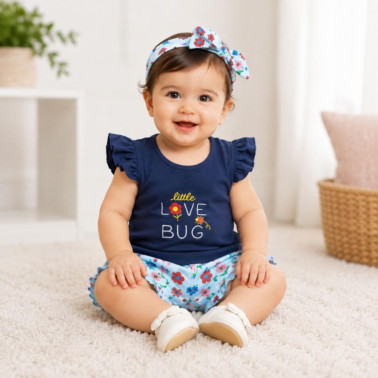 Baby Girl Summer Love Bugs Outfit - Image 2