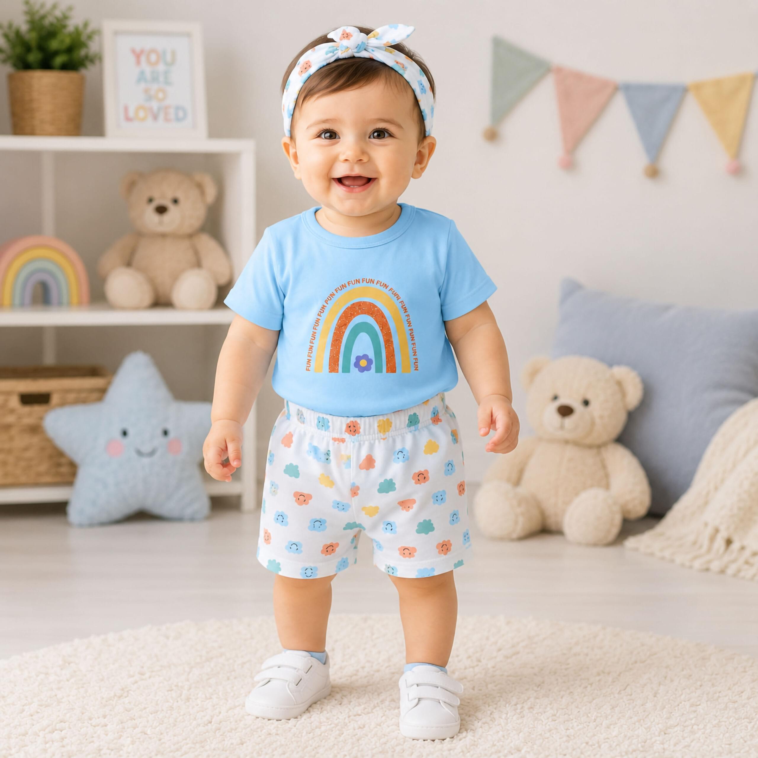 Baby Girl Summer Rainbow Outfit - Image 3