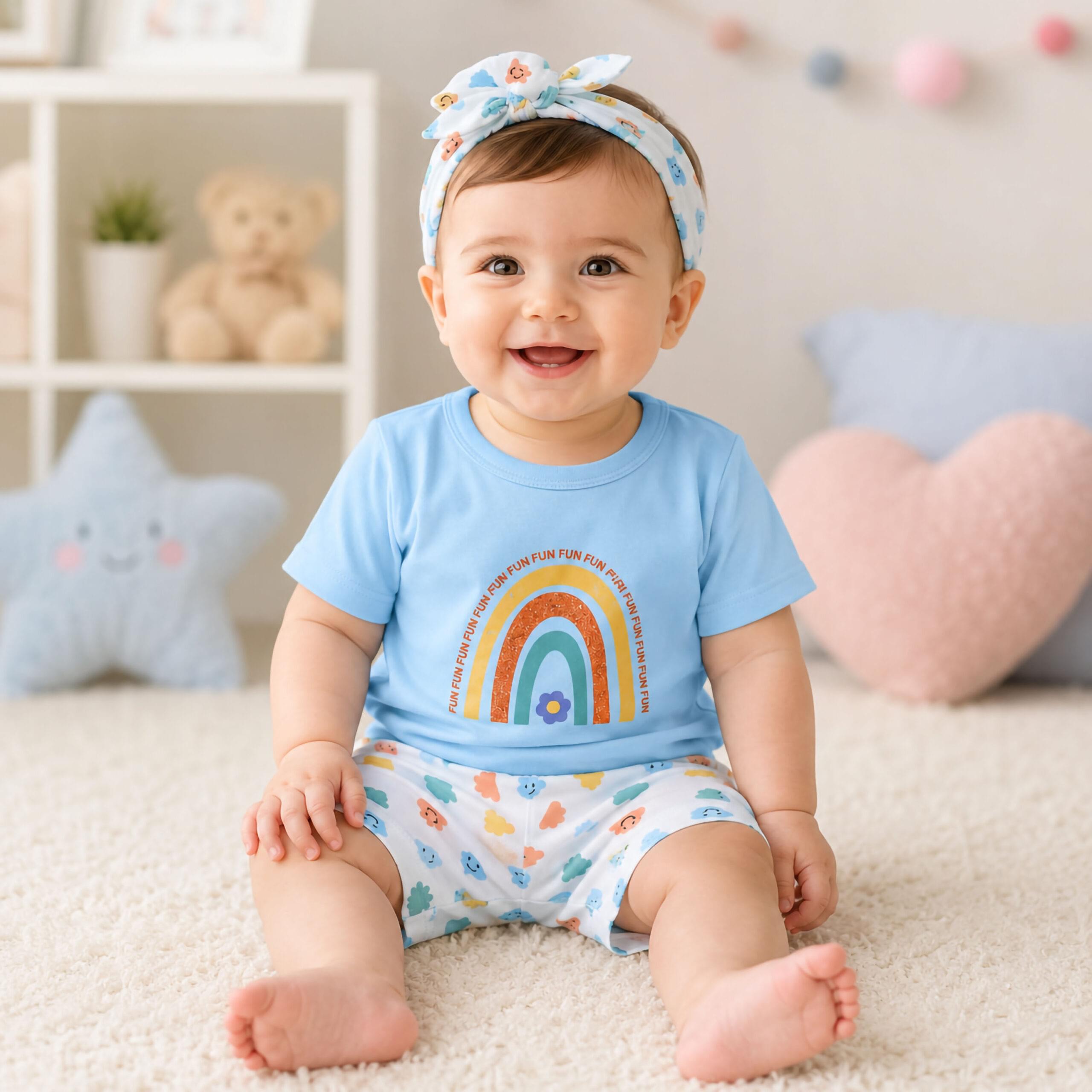 Baby Girl Summer Rainbow Outfit - Image 2