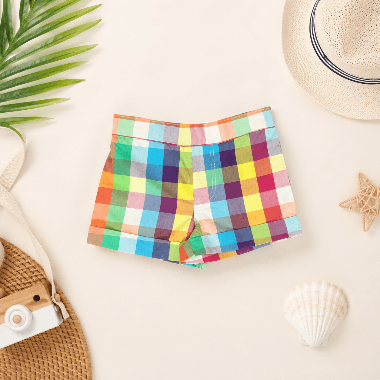 Multi Color Checkered Shorts