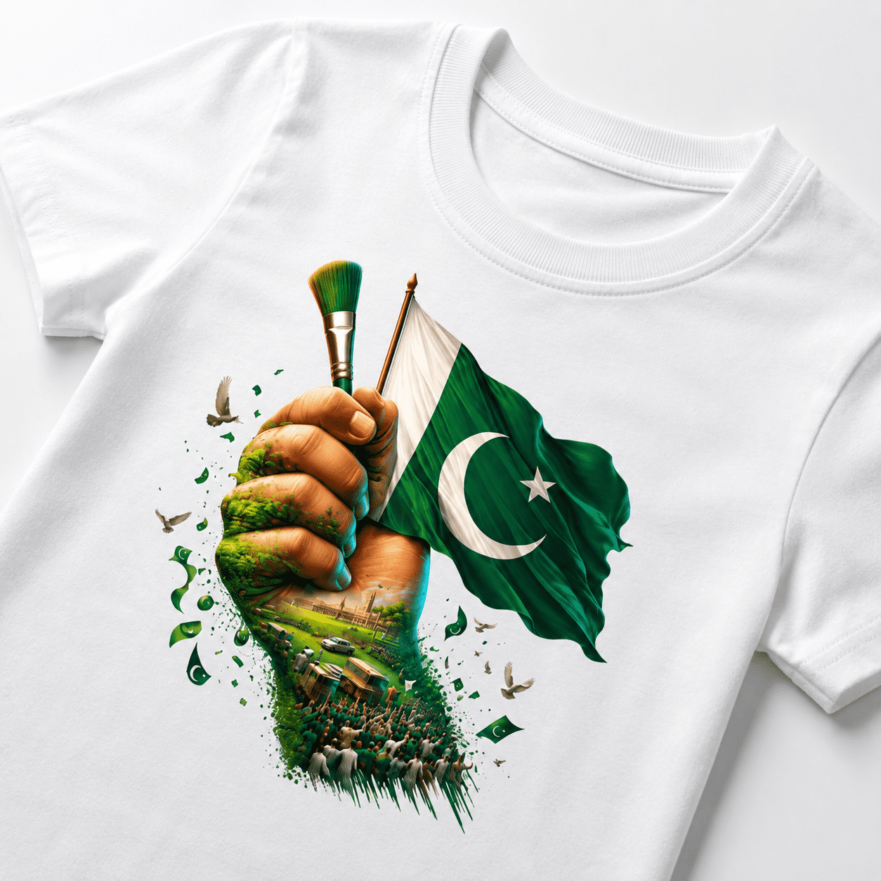 14 August Pakistan Flag Kids T-Shirt - Image 2