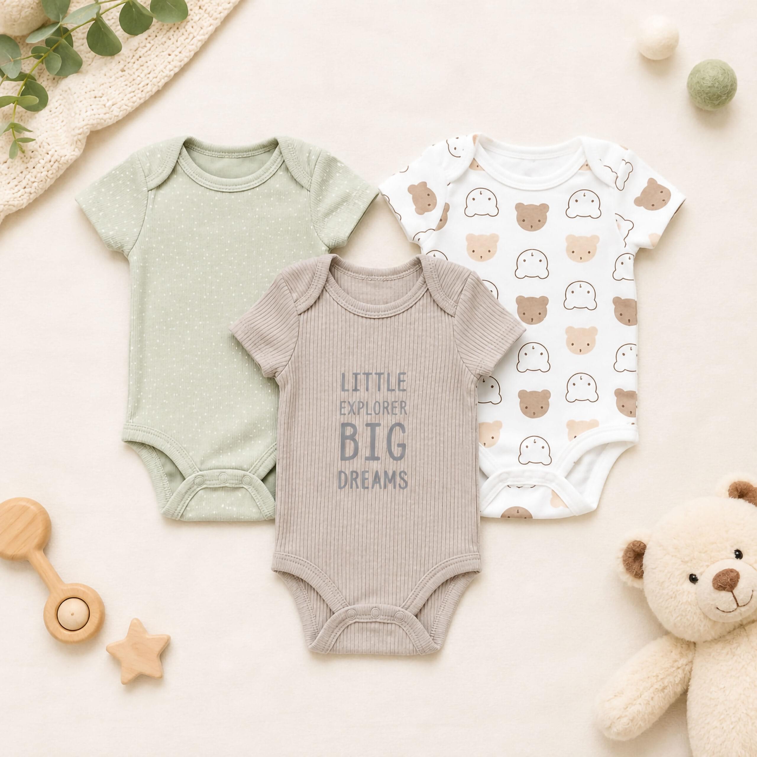 Pack of 3 Light Brown Bodysuit