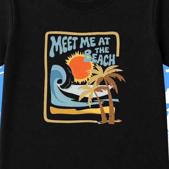 Black Beach T-Shirt for Kids - Image 2