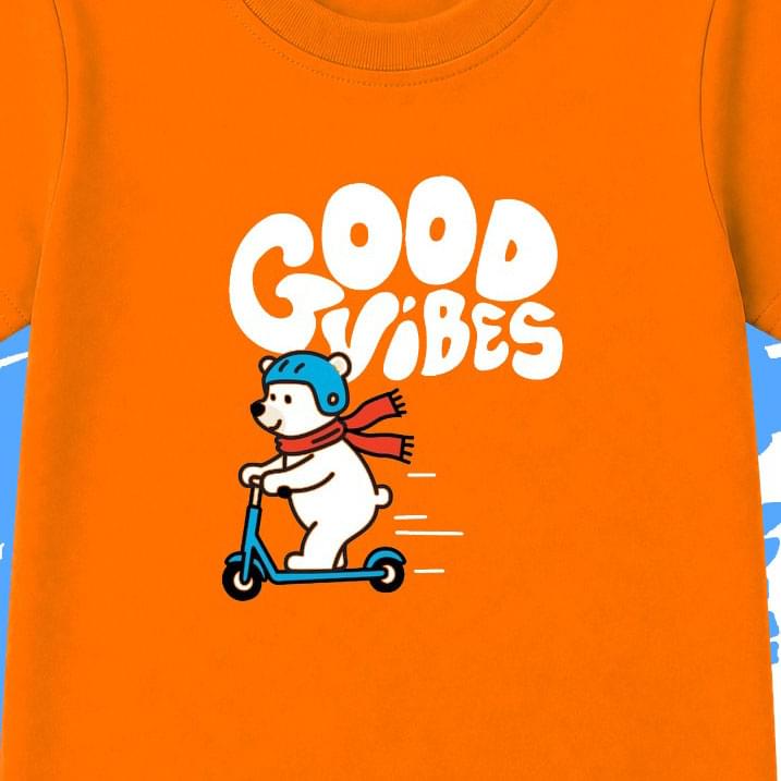 Orange Good Vibes T-Shirt for Kids - Image 2